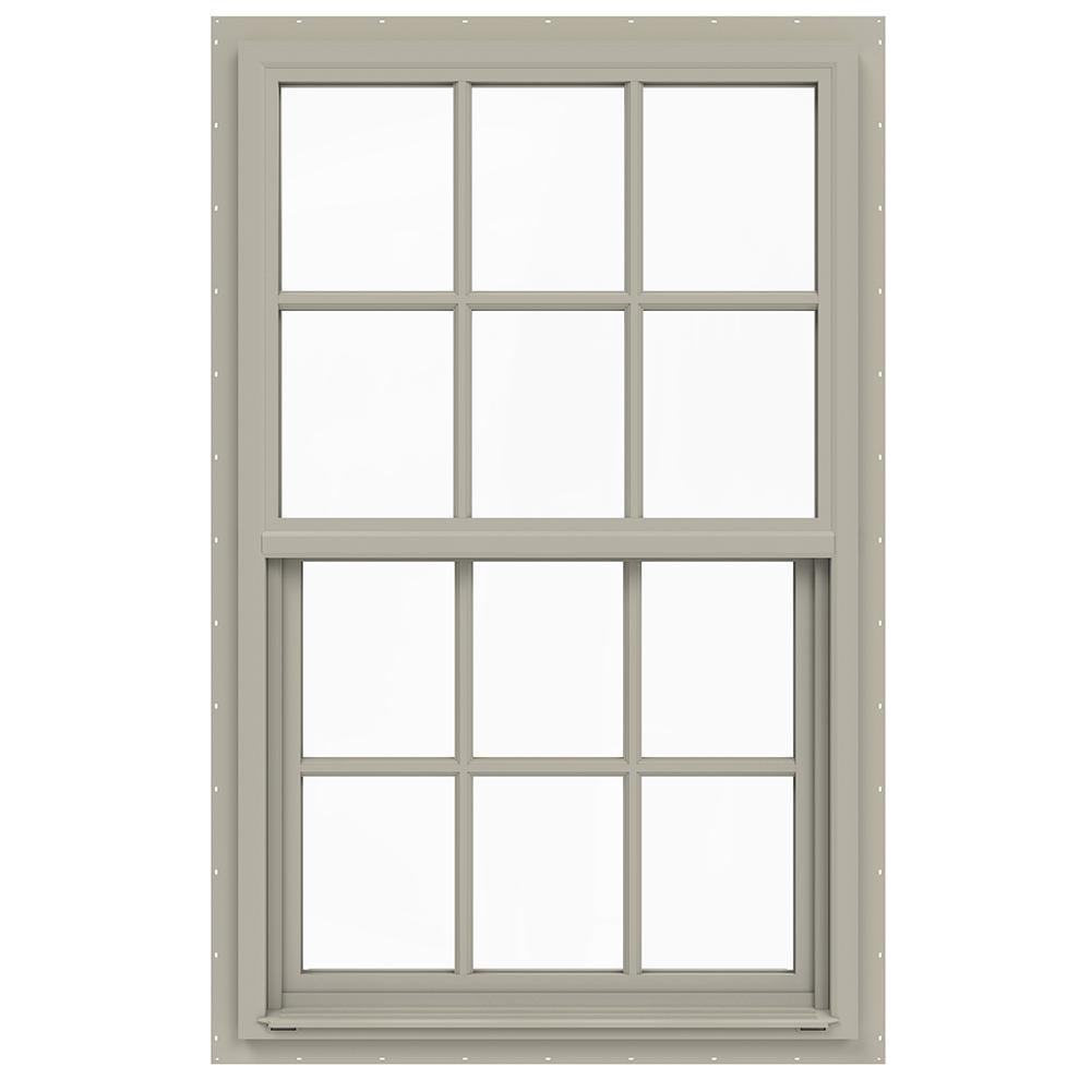 Jeld Wen 30 In X 42 V 4500 Series Desert Sand Single Hung Vinyl Window With 6 Lite Colonial Grids Grilles