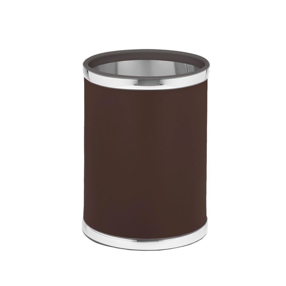 Kraftware Sophisticates 8 Qt. Brown and Polished Chrome Round Waste