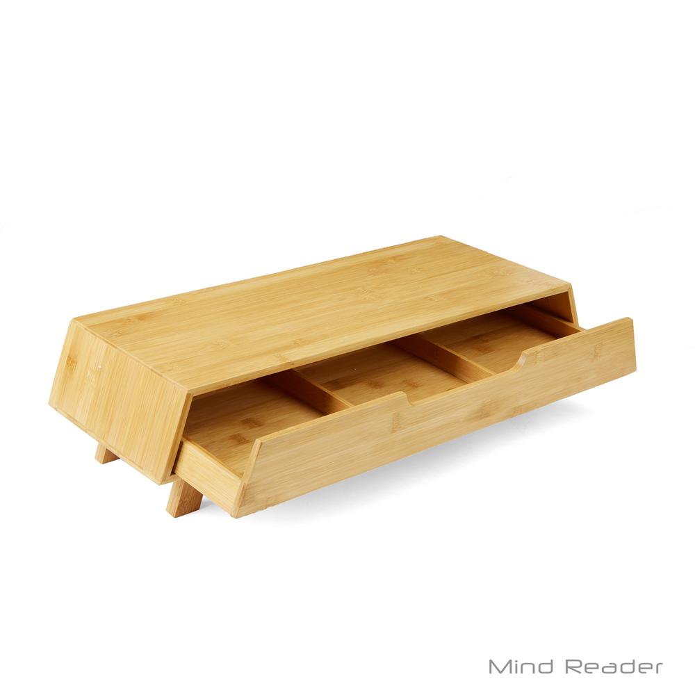 Mind Reader EcoFriendly Bamboo Monitor Stand with Storage Drawer in