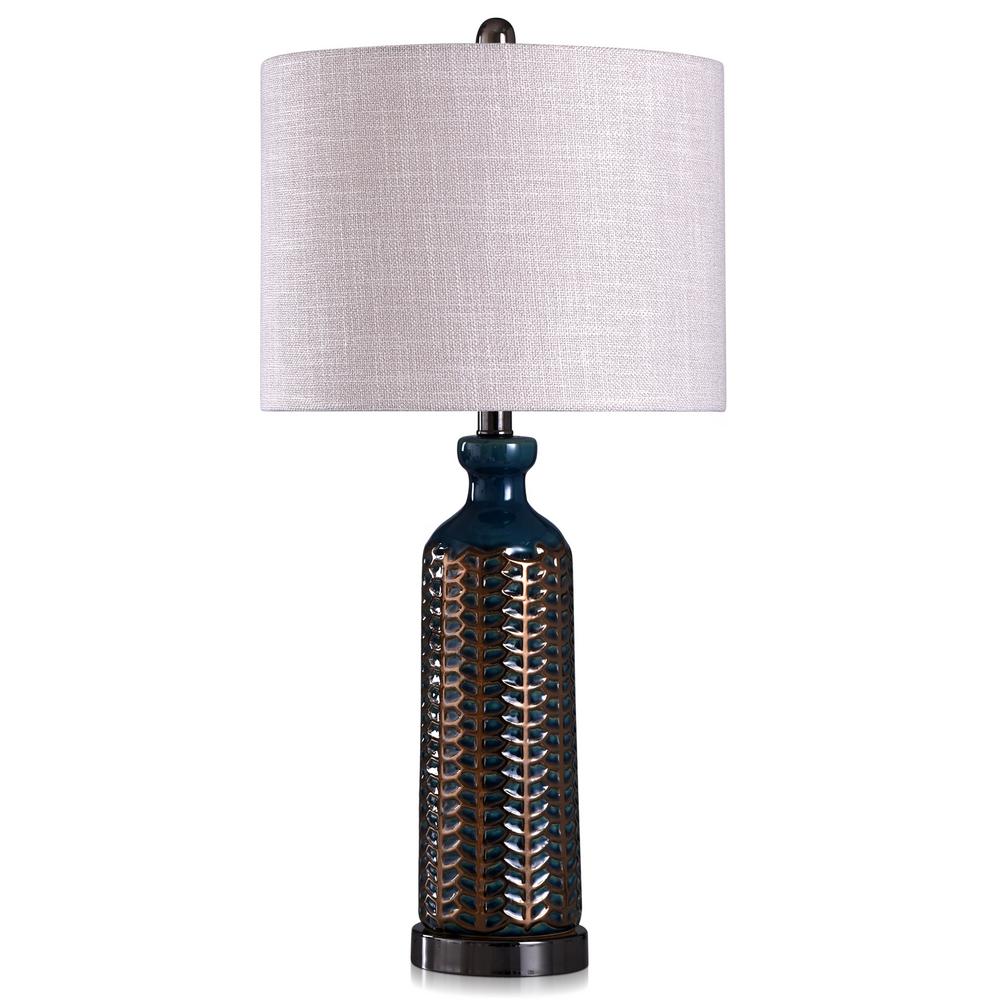 grey and copper bedside lamp