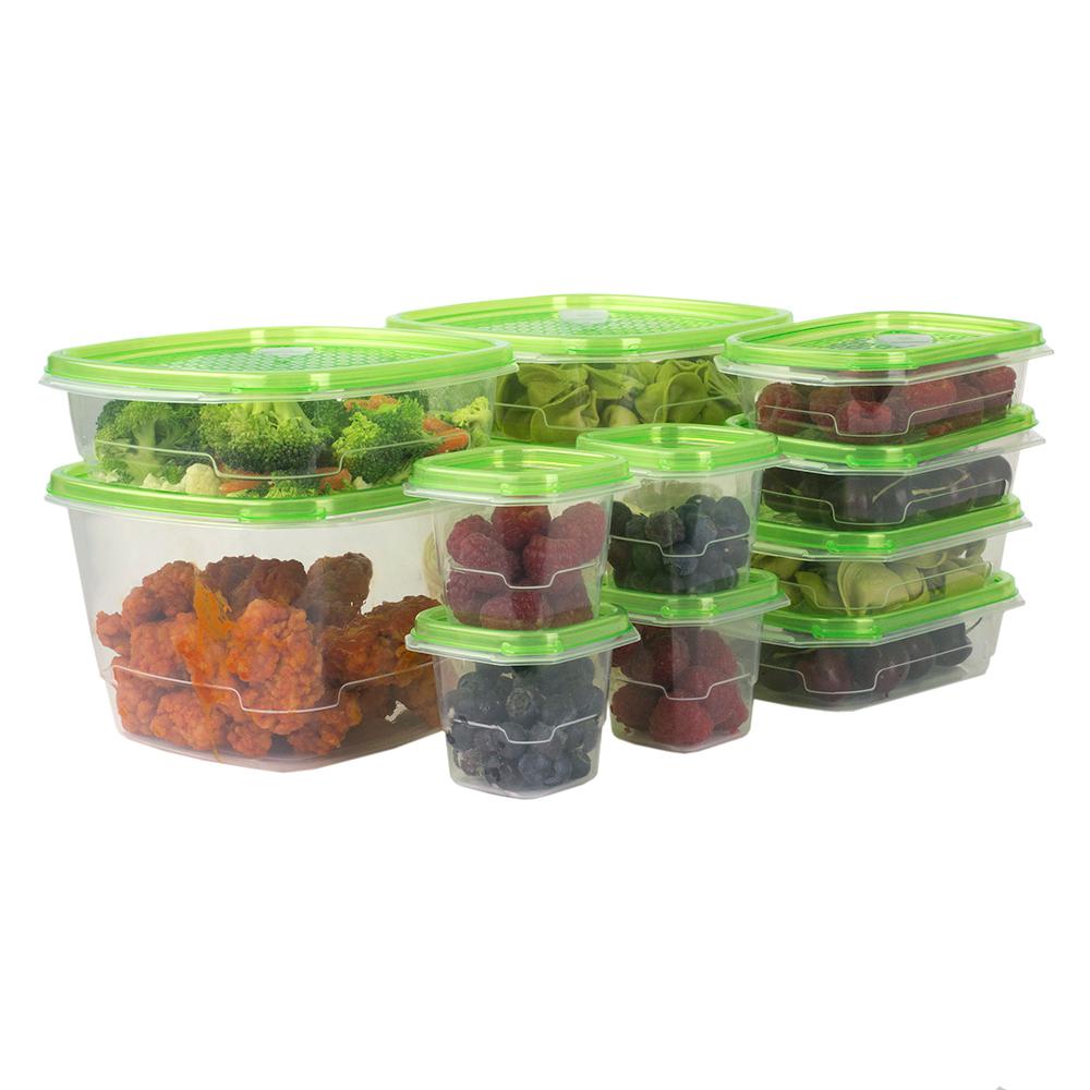 Home Basics 12-Piece Plastic Food Storage Container Set With Vented ...