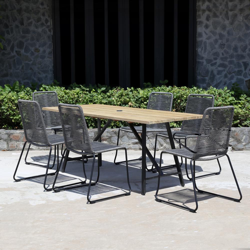 Royal Garden Linden Hills 7 Piece Steel Rope Outdoor Dining Set Lindst707 The Home Depot