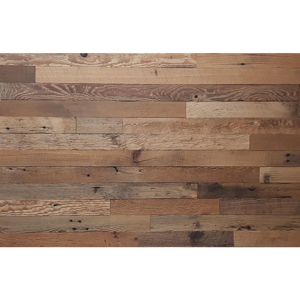 East Coast Rustic Reclaimed Barnwood Brown Natural 3 8 In Thick X 2 In W X Varying Length Solid Hardwood Wall Planks 20 Sq Ft