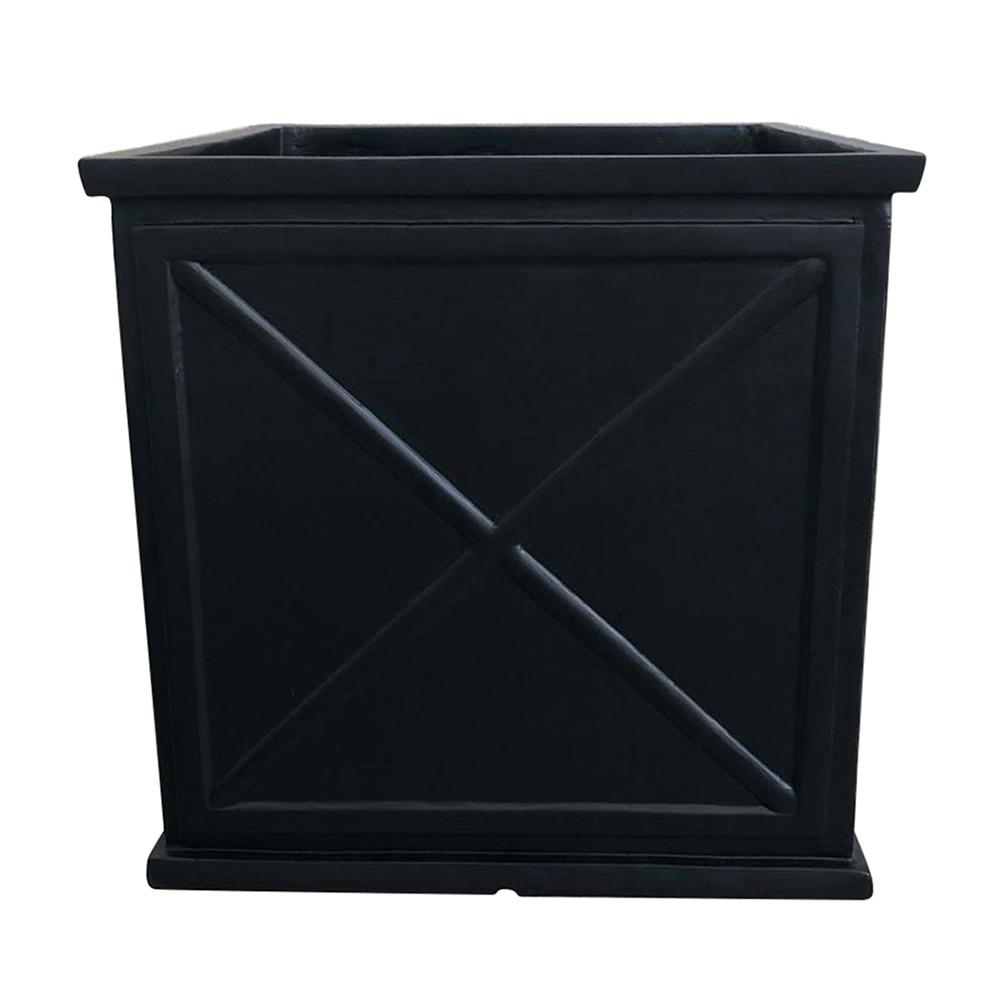 Southern Patio Parkway Cube 12 In Dia Black Resin Planter Cmx Black Resin Planter