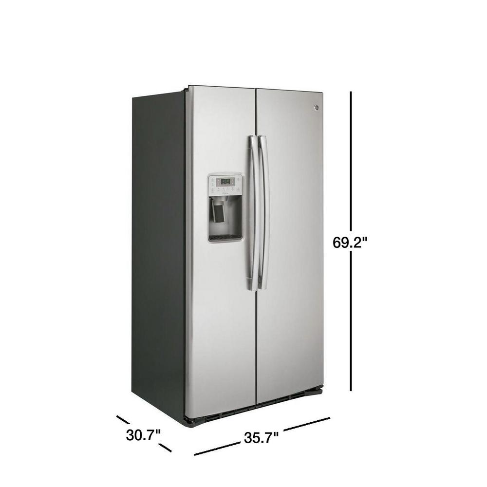 Ge 21 9 Cu Ft Counter Depth Side By Side Refrigerator With Ice Maker White In The Side By Side Refrigerators Department At Lowes Com