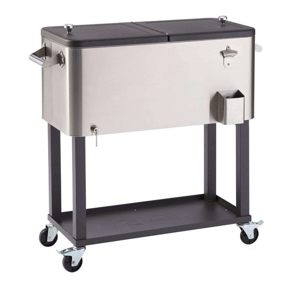 Trinity 100 Qt./25 Gal. Stainless Steel Wheeled Cooler with Shelf-TXK ...