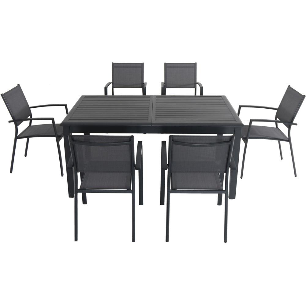 Hanover Cameron 7-Piece Aluminum Outdoor Dining Set with 6 ...