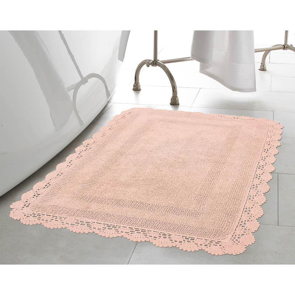 Laura Ashley Crochet 100 Cotton 24 In X 40 In Bath Rug In White