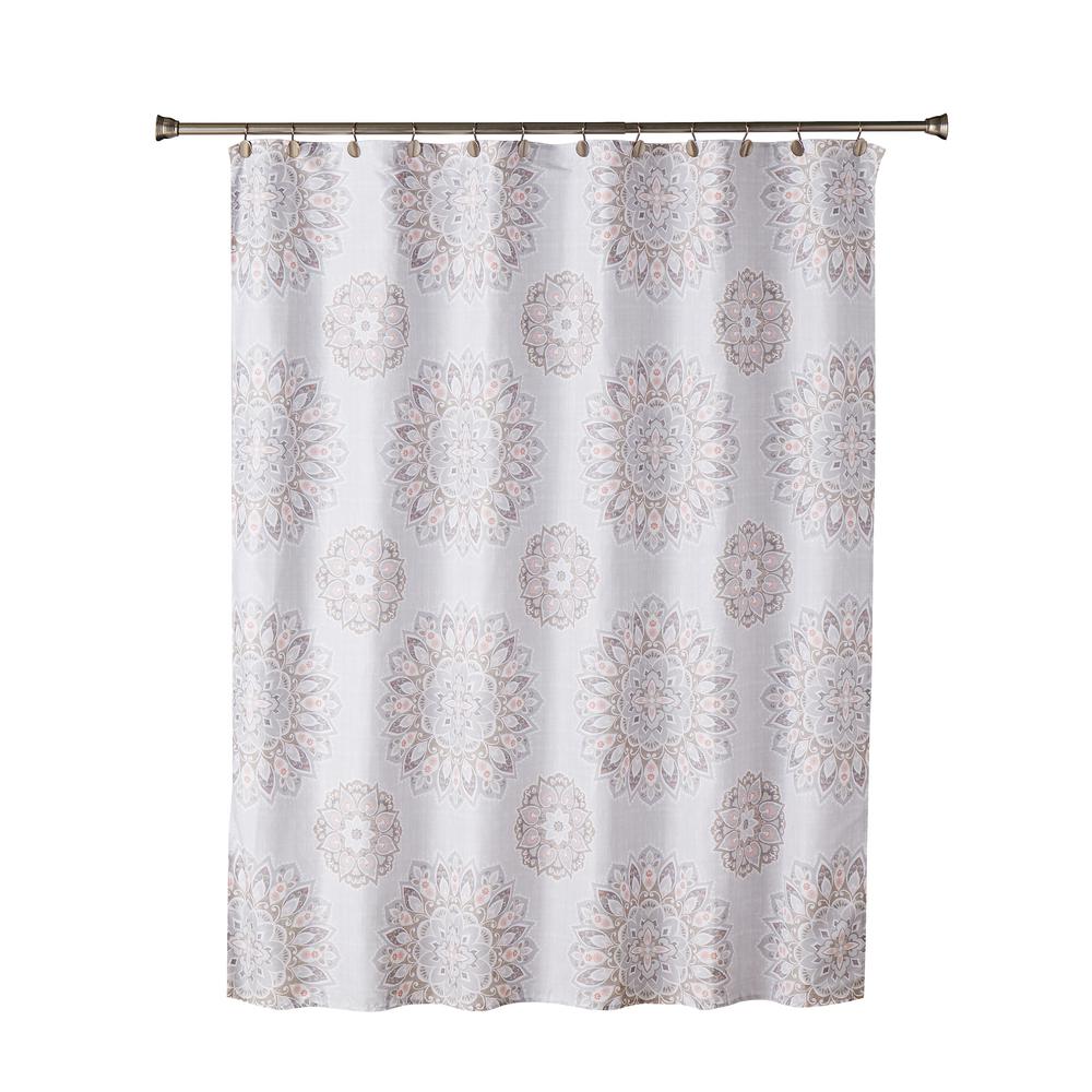 coral and gray shower curtain