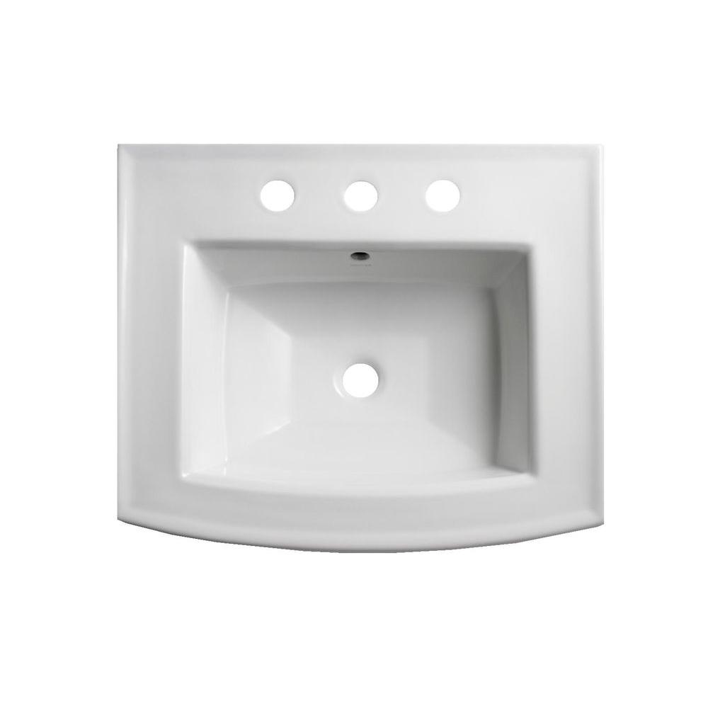 Kohler Archer 7 875 In Vitreous China Pedestal Sink Basin In White With Overflow Drain K 2358 4 0 The Home Depot