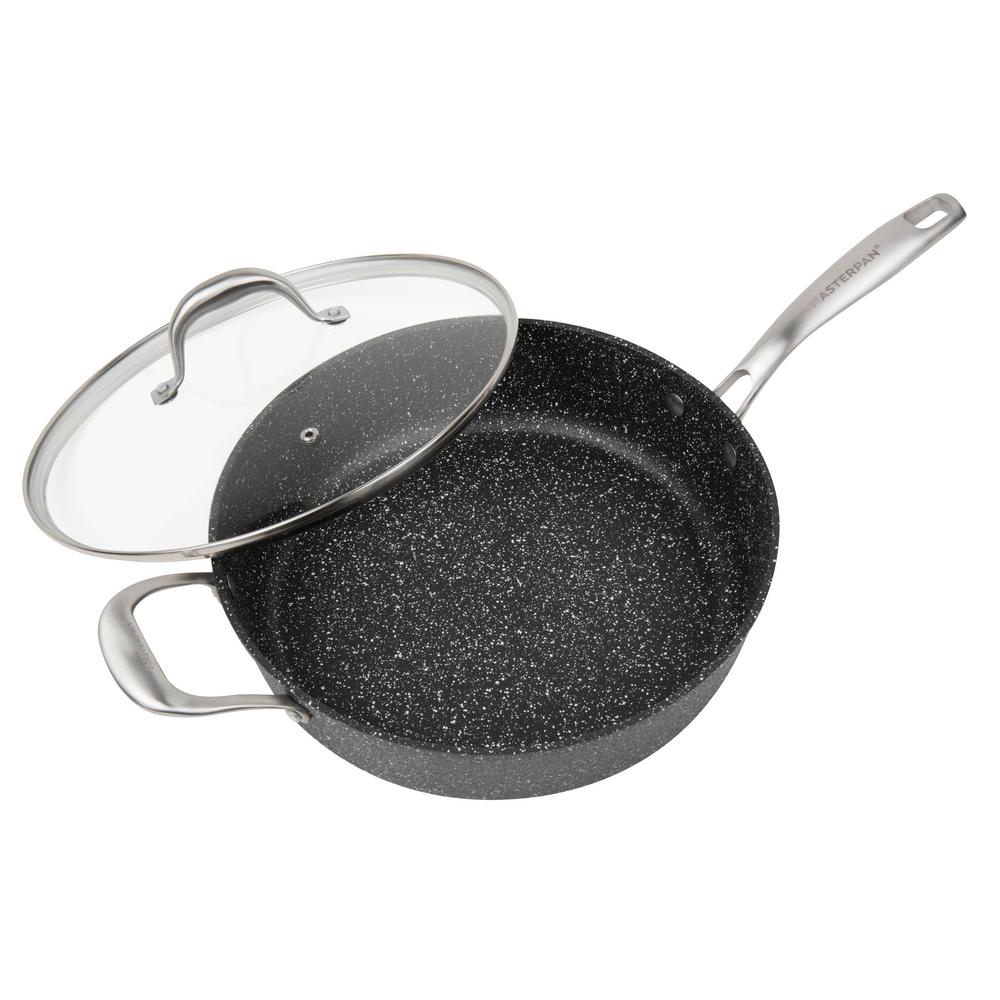 MasterPan Granite Ultra 5 qt. Cast Aluminum Nonstick Saute Pan in Black