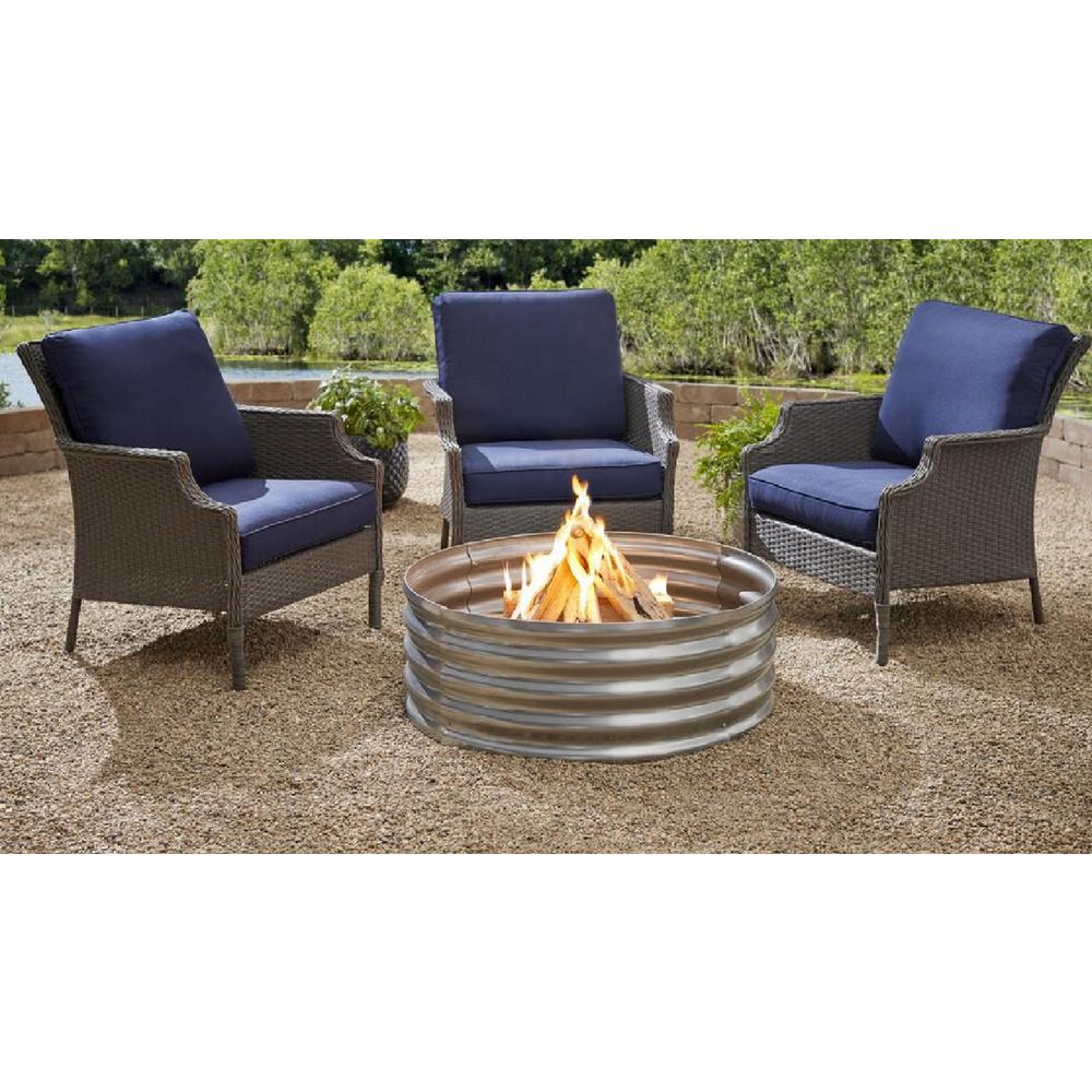 Hampton Bay Portman 36 In X 13 In Round Galvanized Steel Wood Burning Fire Ring Ofw994fra Hd The Home Depot