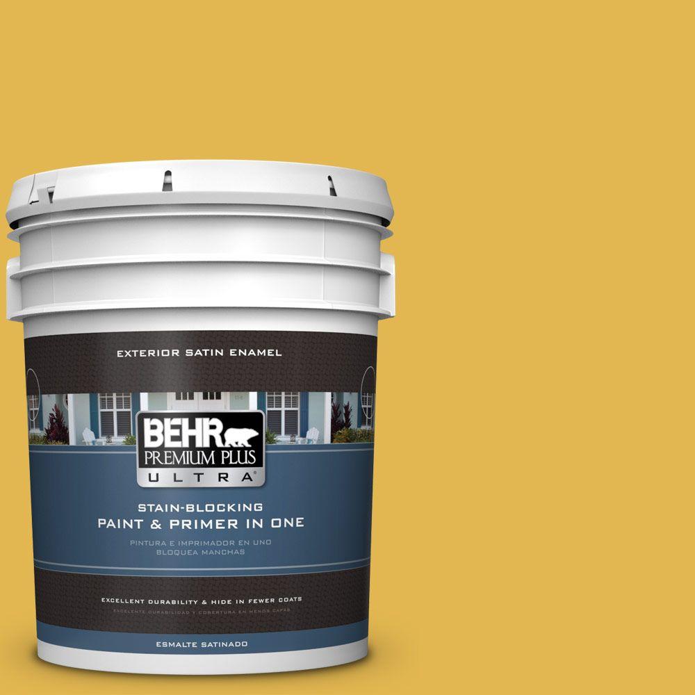 BEHR Premium Plus Ultra 5 Gal 360D 6 Yellow Gold Satin Enamel   Yellow Gold Behr Premium Plus Ultra Paint Colors 985305 64 1000 