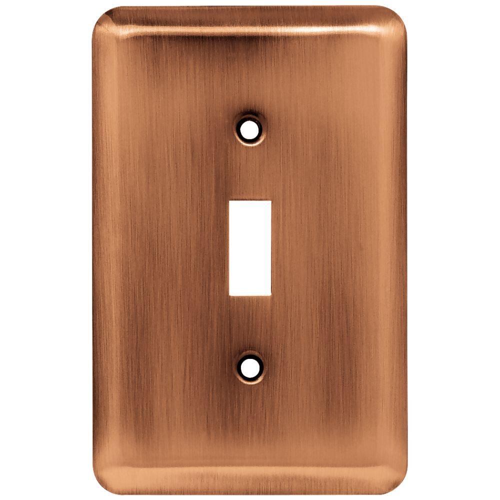 Copper Switch Plates Wall The Home Depot Stamped Round Decorative Single Switch Plate Antique Copper