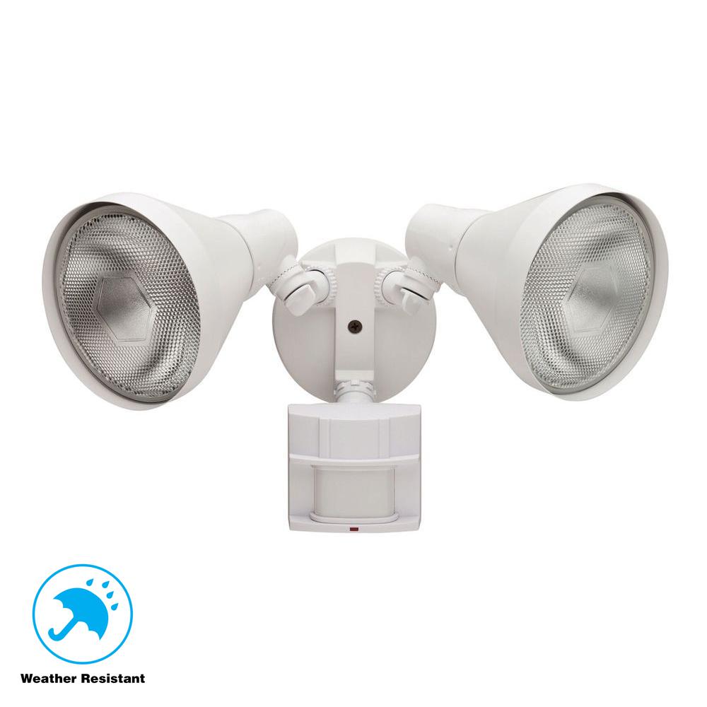 Defiant 110 Degree 2 Light Grey Motion Activated Outdoor Flood 110 White Motion Activated Outdoor Flood Light
