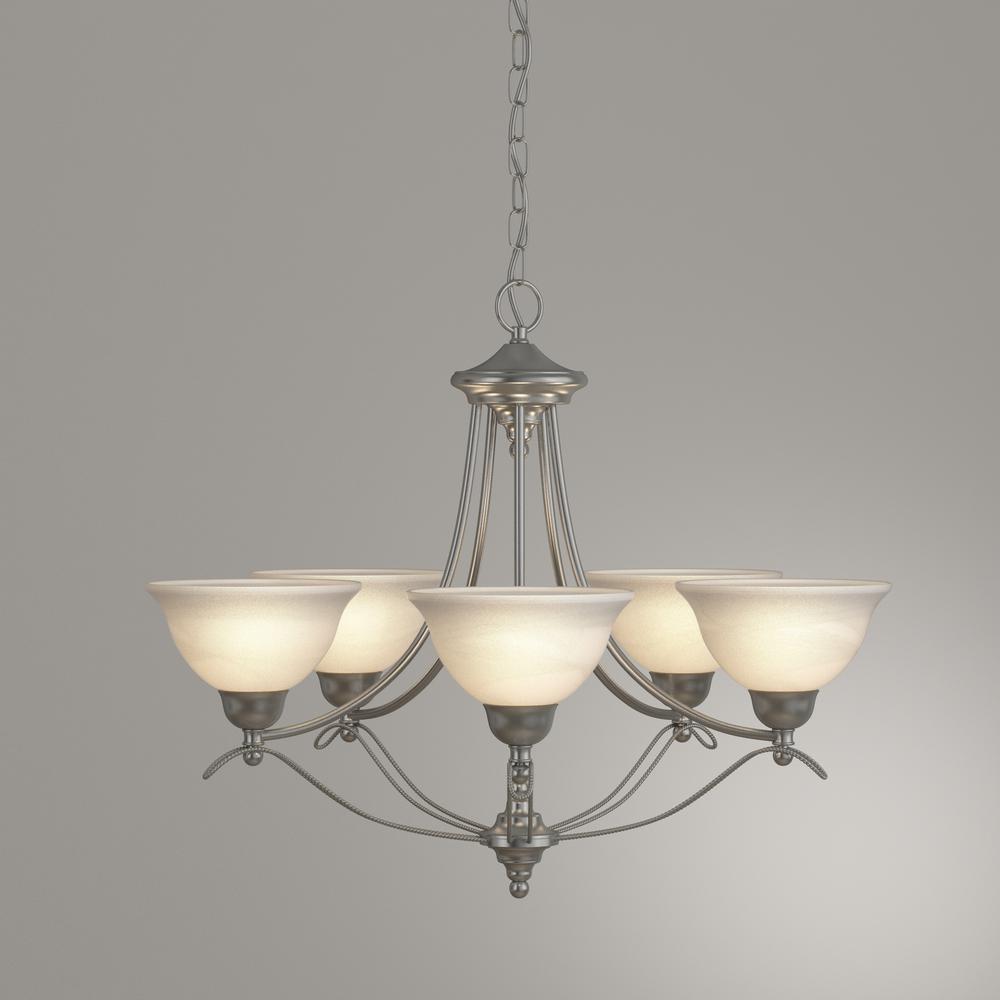 Progress Lighting Avalon 5 Light Brushed Nickel Chandelier With Progress Lighting Avalon 5 Light