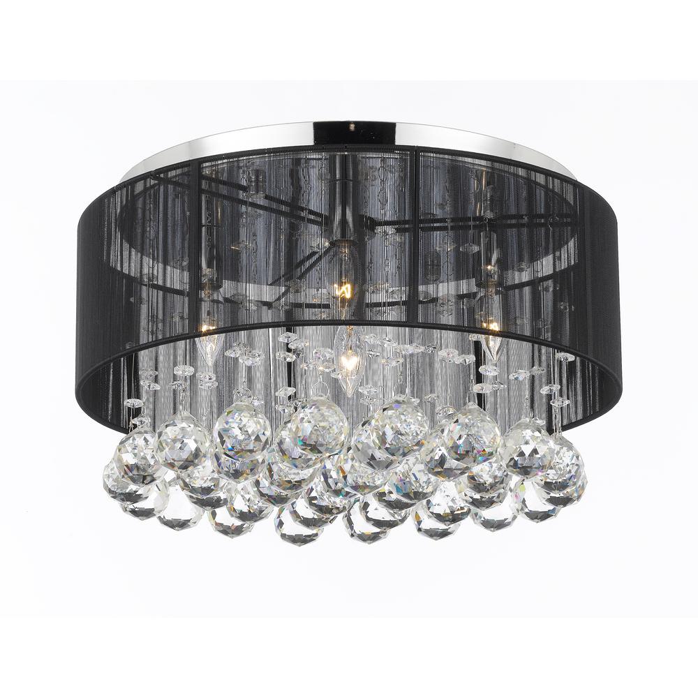 Empress Crystal 4 Light Chrome Flushmount With Black Shade T40 625 Empress Crystal 4 Light Chrome Flushmount With Black Shade