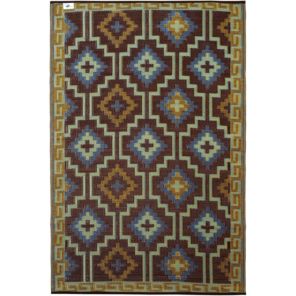 Fab Habitat Lhasa Indoor Outdoor Royal Blue And Chocolate Brown Fab Habitat Lhasa Indoor Outdoor Royal Blue And Chocolate Brown 3 Ft