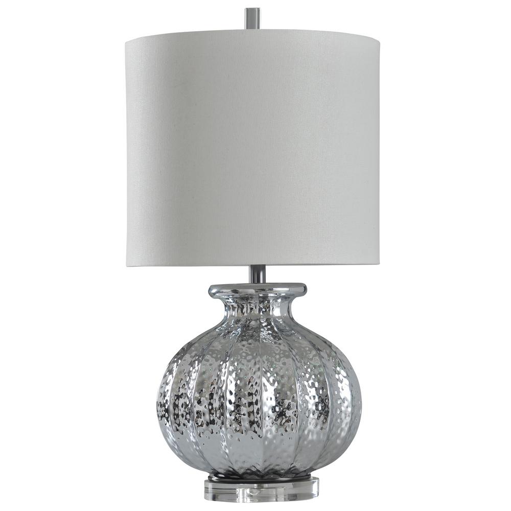 Stylecraft 29 In Silver Mercury Table Lamp With White Styrene Shade