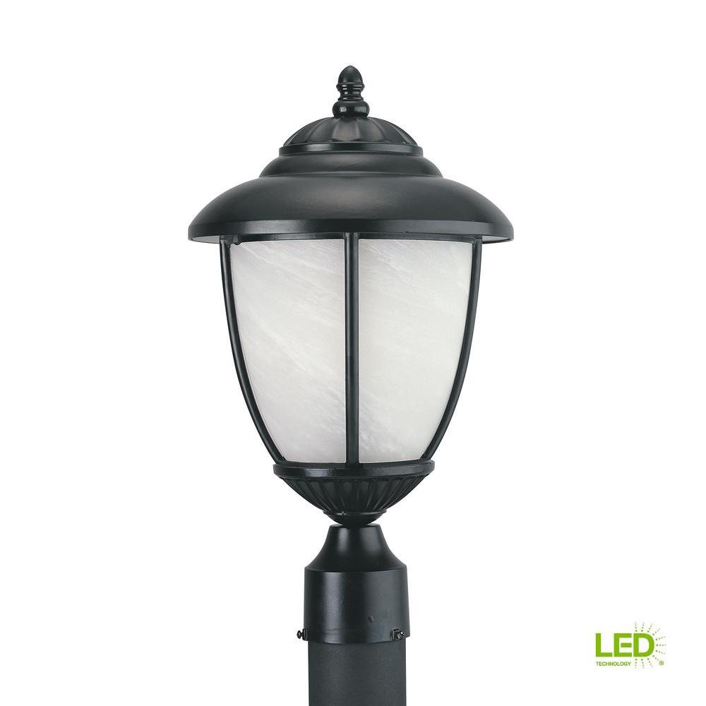 Sea Gull Lighting Yorktown 1-Light Outdoor Black Post Light with LED