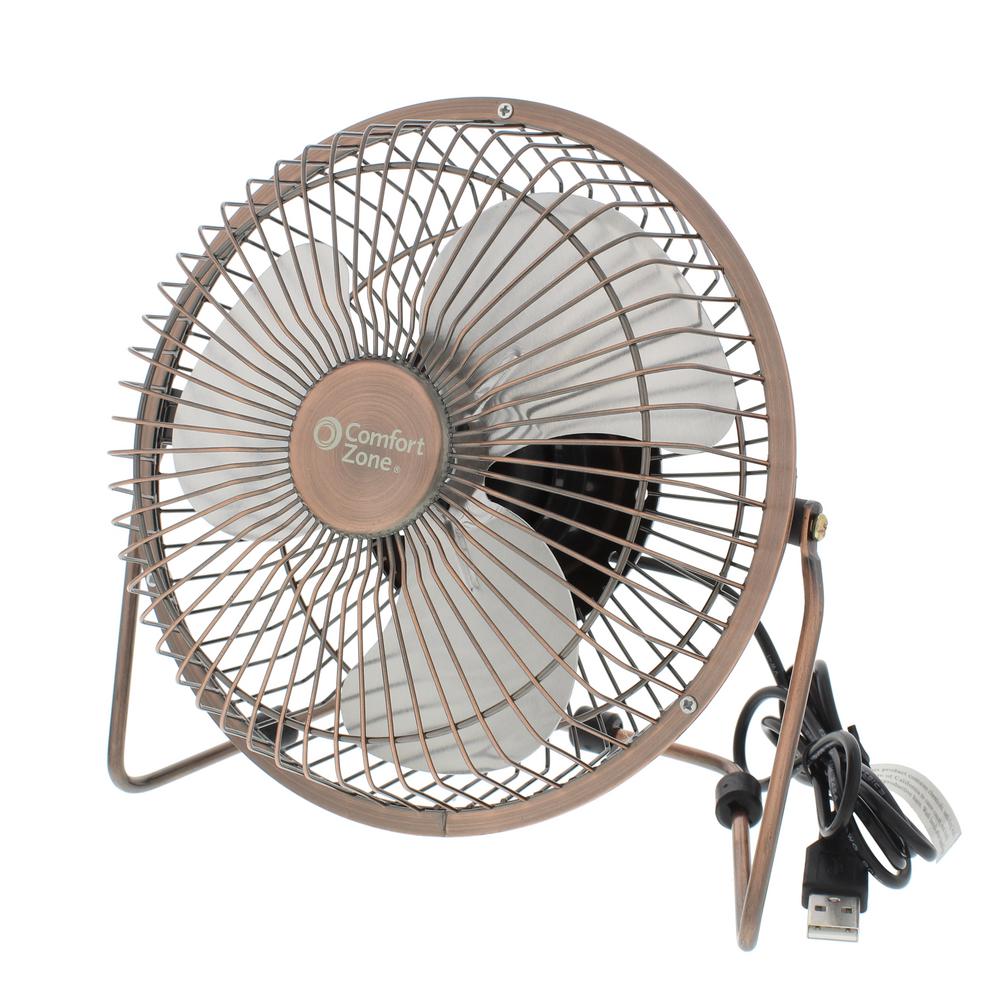 Comfort Zone 6 In 2 Speed Desk Fan With Usb And Battery Dual