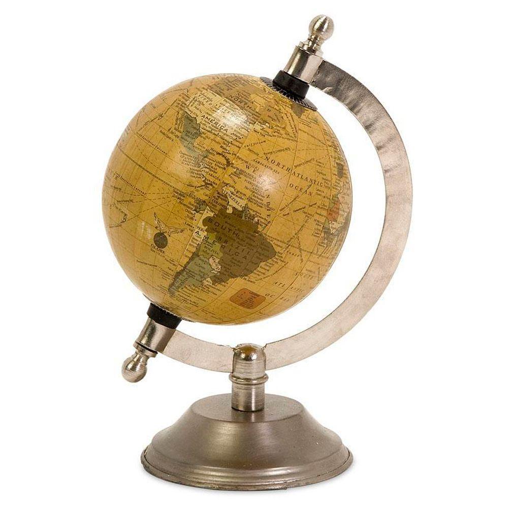 Home Decorators Collection Colonies 8 in. H x 5 in. D Nickel Desk Globe