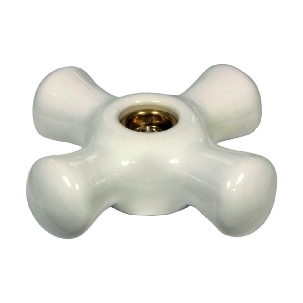 Pfister 940985 Cross Handle Less Button in White Porcelain for Tub