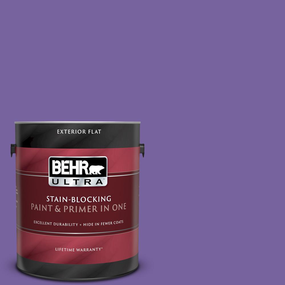 BEHR ULTRA 1 gal. #PPU16-03 Purple Paradise Flat Exterior Paint and Primer in One For Sale