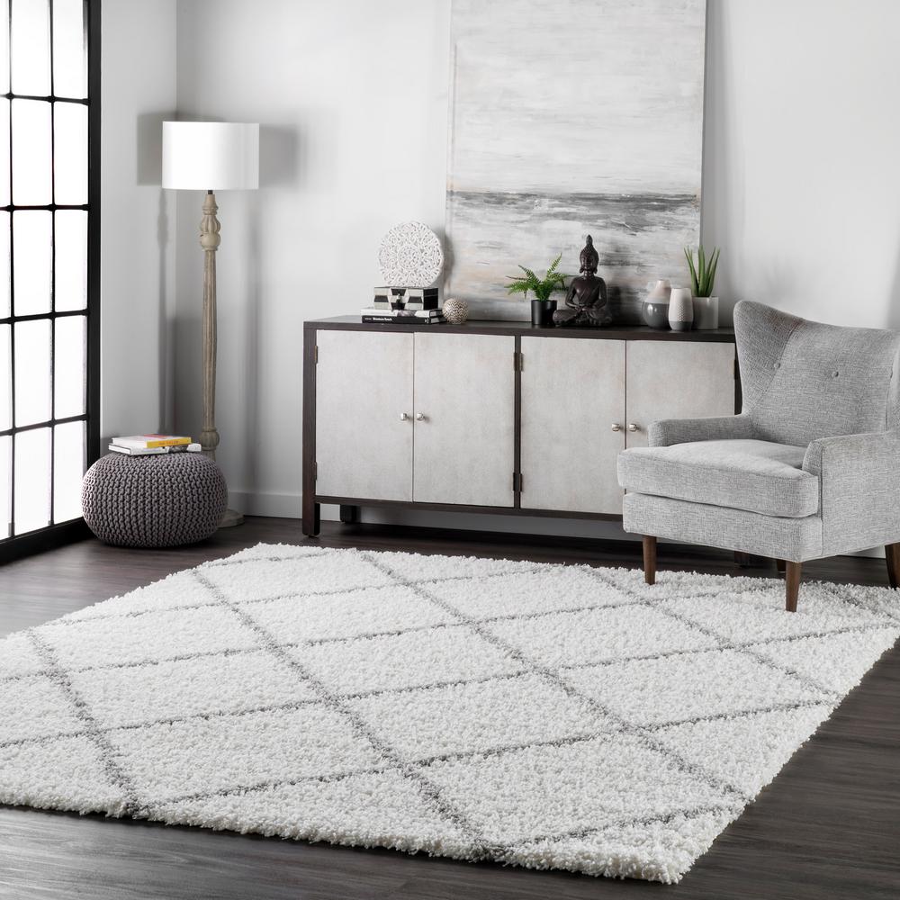 Nuloom Shanna Easy Shag White 10 Ft X 13 Ft Area Rug Ozez04a 10013 The Home Depot