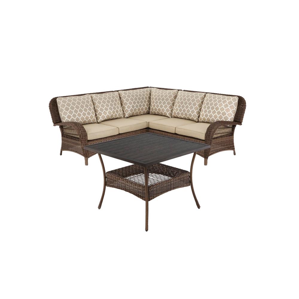 Beige/Tan Wicker Outdoor Sectionals Outdoor Lounge Furniture