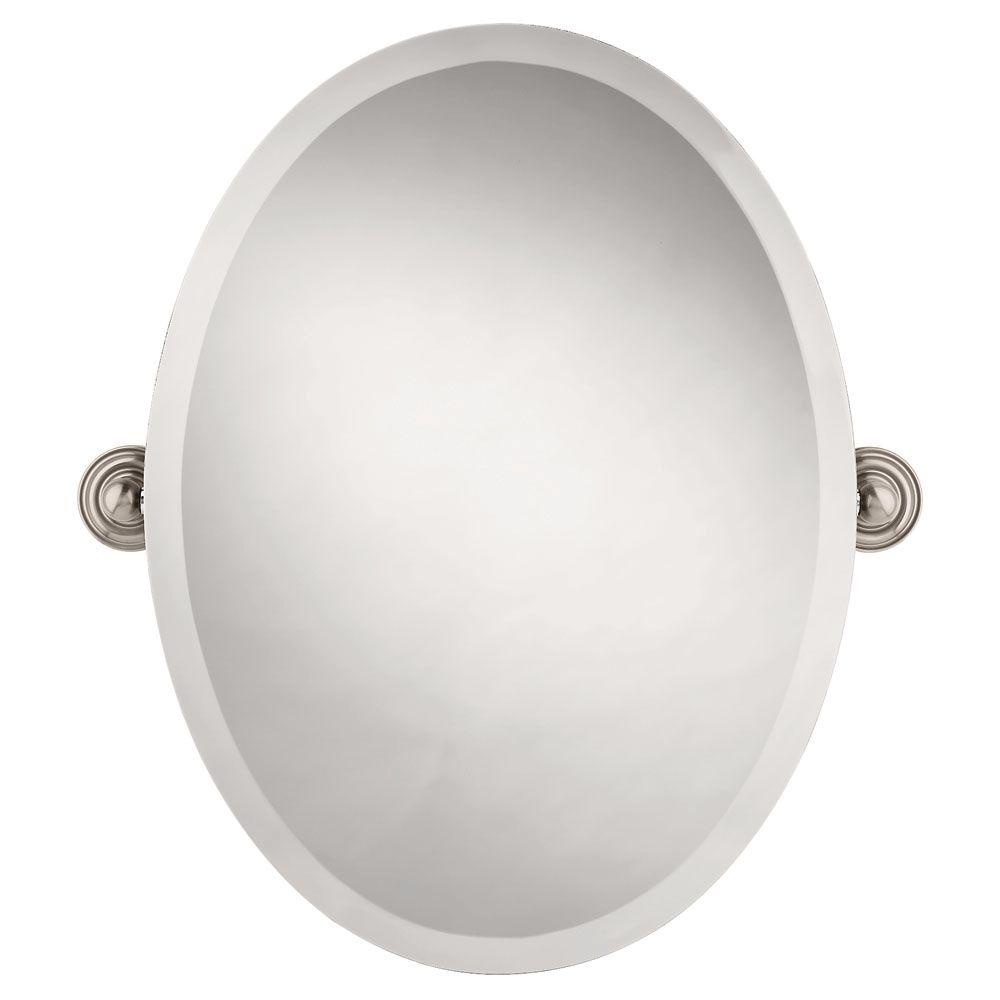 delta greenwich 24 in. x 18 in. frameless oval bathroom mirror with