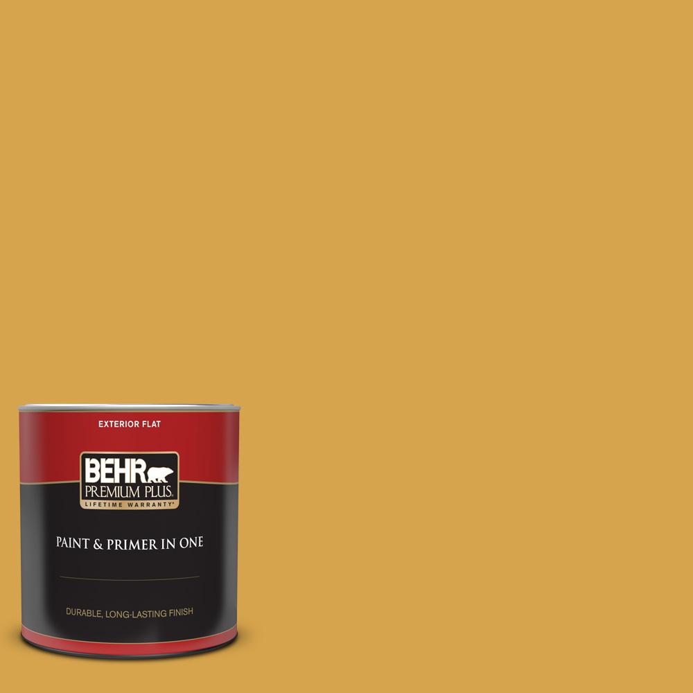 BEHR PREMIUM PLUS 1 qt. M2906 Plantain Chips Flat Exterior Paint and Primer in One430004