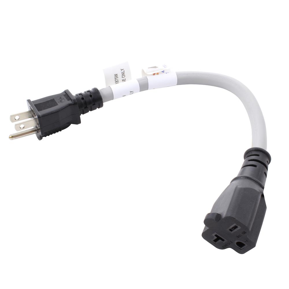 AC WORKS 1 ft. 12/3 EVSE Upgrade EV Charging Adapter 15 Amp Household