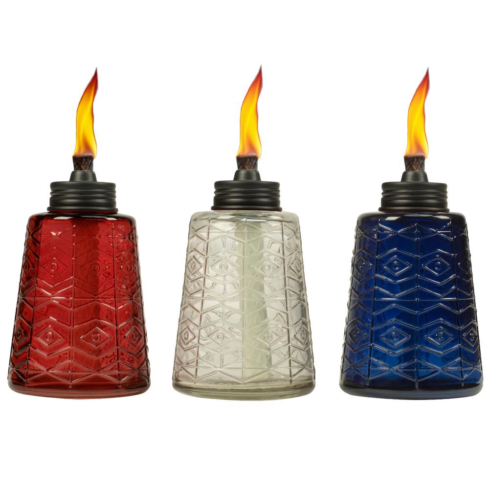 Tiki 6 In Glass Table Torch Red White Or Blue