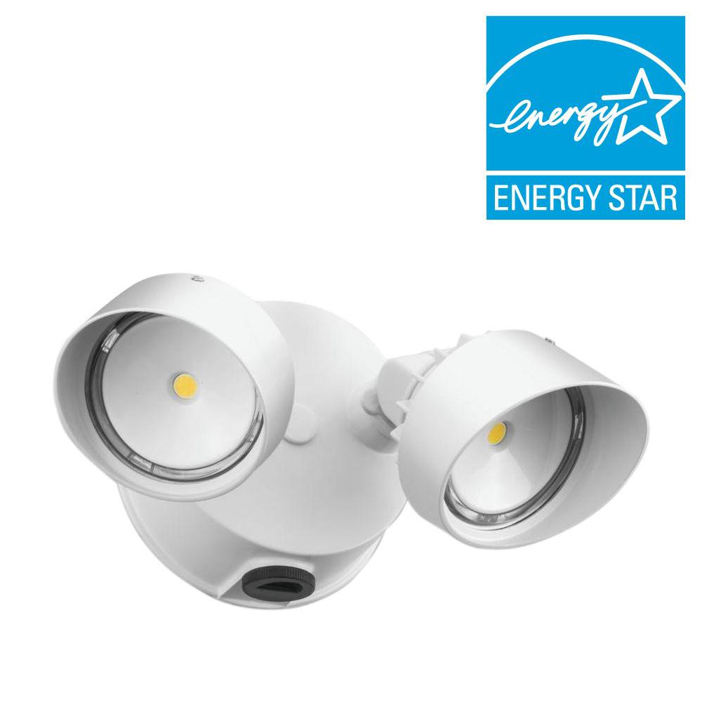 Dusk To Dawn Lithonia Lighting Outdoor Security Olf 2rh 2 Head Round White Outdoor Integrated Led Wall Mount Flood Light With Dusk