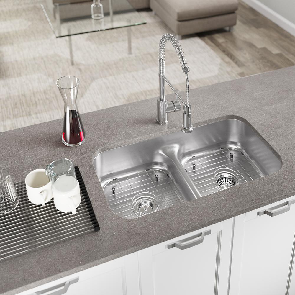 Mr Direct Undermount Stainless Steel 32 1 2 In 50 50 Double Bowl