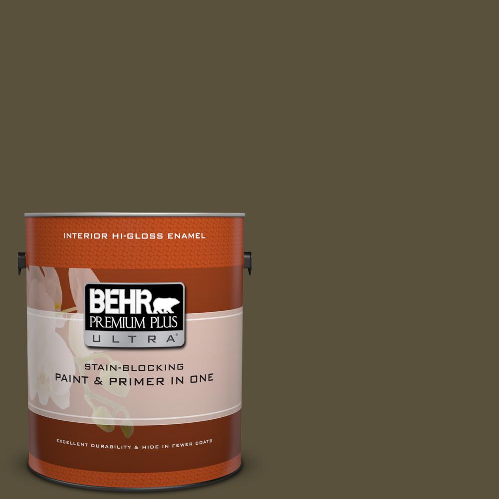 Behr Premium Plus Ultra 1 Gal S H 730 Eagle Rock Hi Gloss Enamel Interior Paint And Primer In One