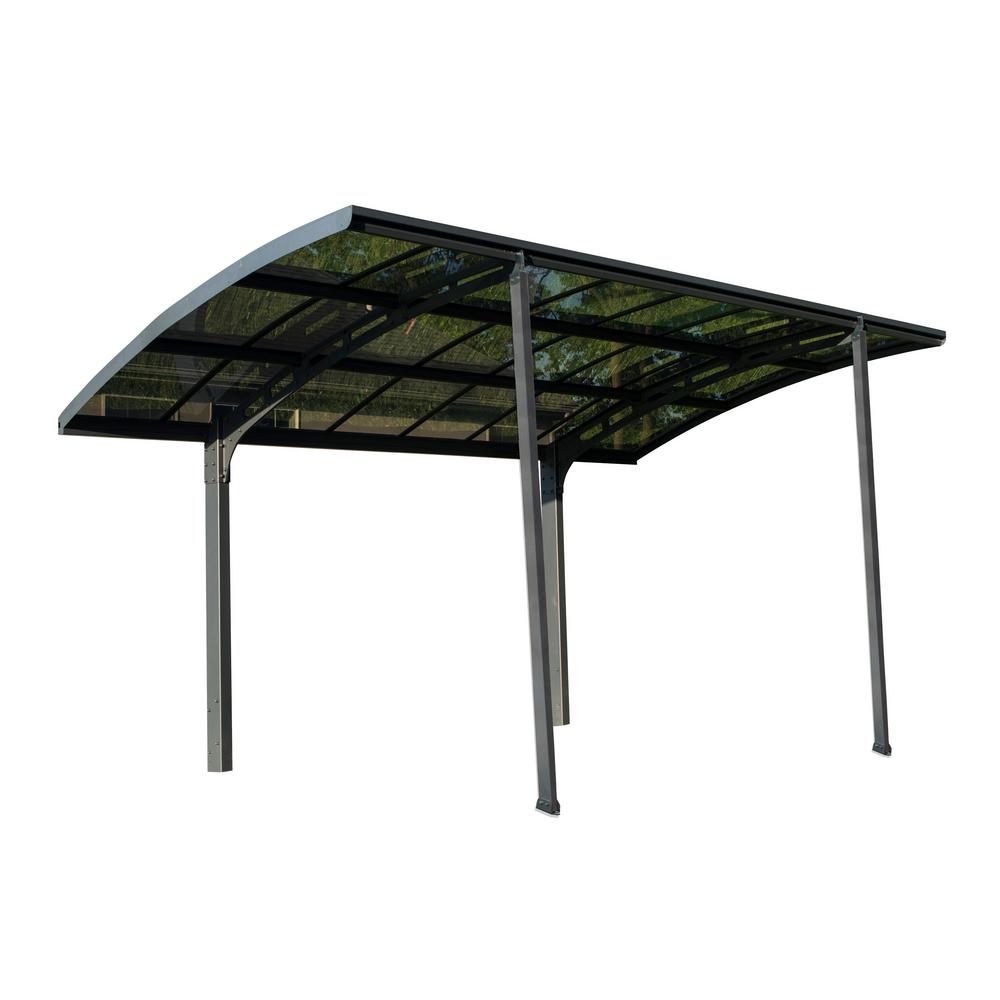 Palram Arizona Double Carport Wave Arch 19 Ft X 16 Ft 3 In X 9 Ft H With Corrugated Solar Gray Polycarbonate Roof Panels 704988 The Home Depot