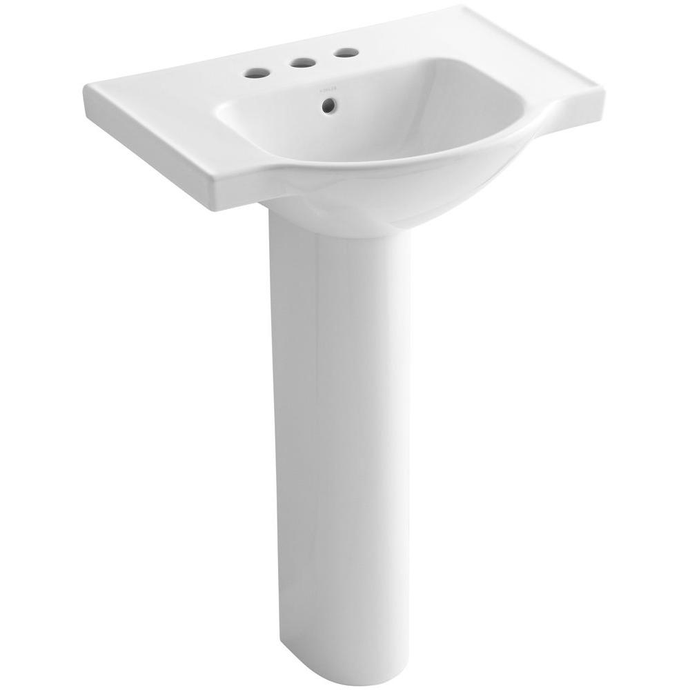 Kohler Veer 24 In Vitreous China Pedestal Combo Bathroom Sink In White With Overflow Drain