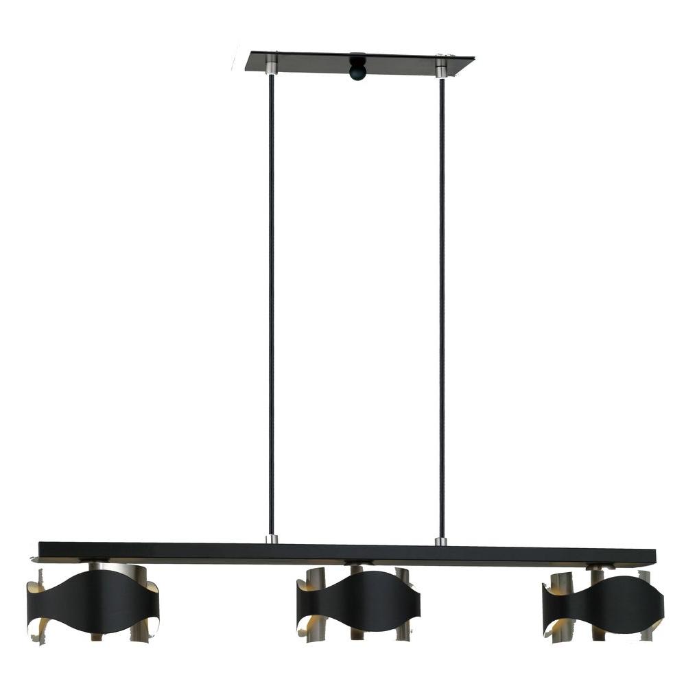 Eglo Catwalk 3 Light Chrome And Black Hanging Island Light 20108a