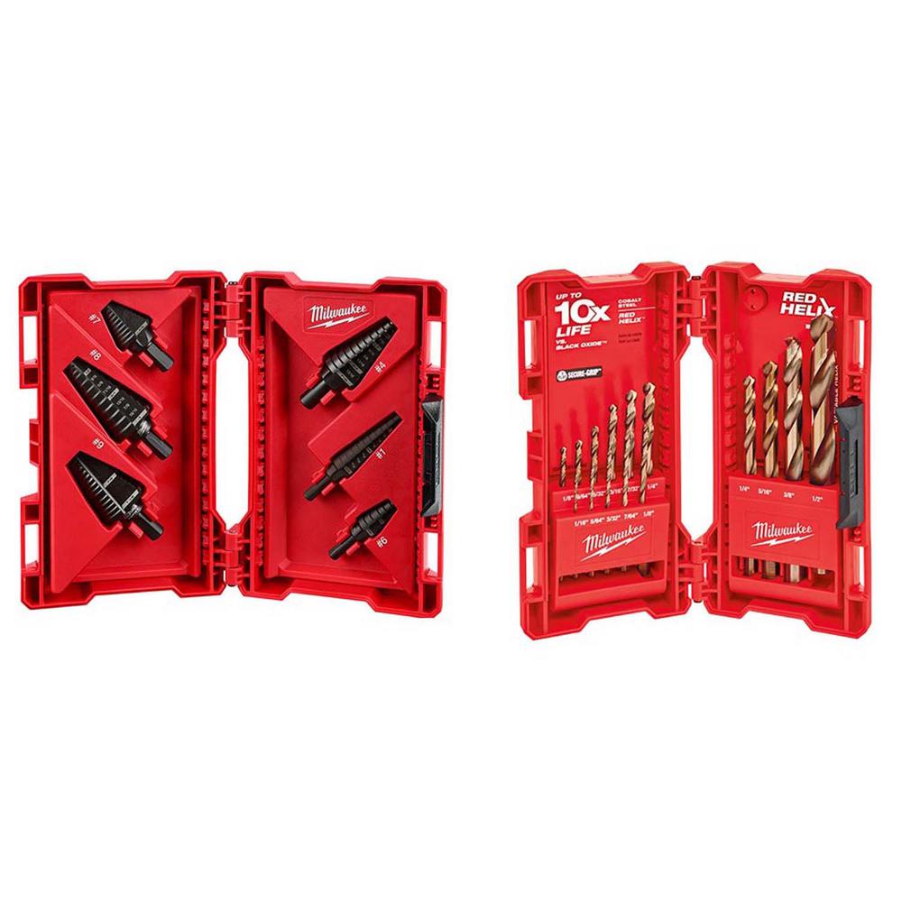 Milwaukee Black Oxide Step Drill Bit Set with Cobalt Drill Bit Set (21