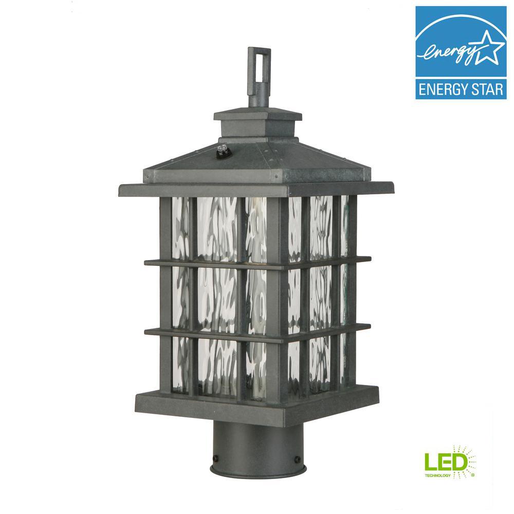 Wrought Iron Lighting The Home Depot Summit Ridge Collection Zinc Outdoor Integrated Led Post Light