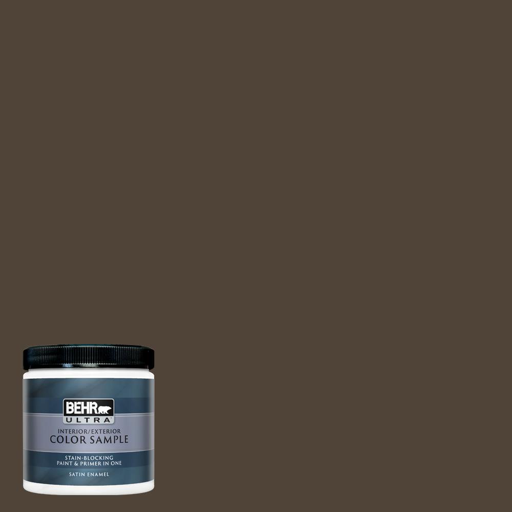 Behr Ultra 8 Oz 790b 7 Bitter Chocolate Satin Enamel Interior Exterior Paint And Primer In One Sample Ul22316 The Home Depot