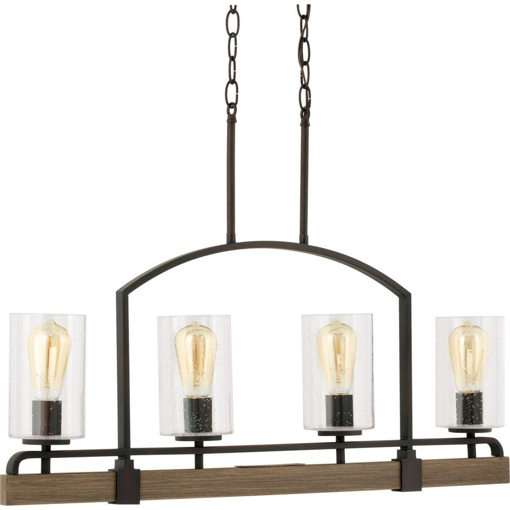 progress lighting grove 4-light vintage bronze linear chandelier