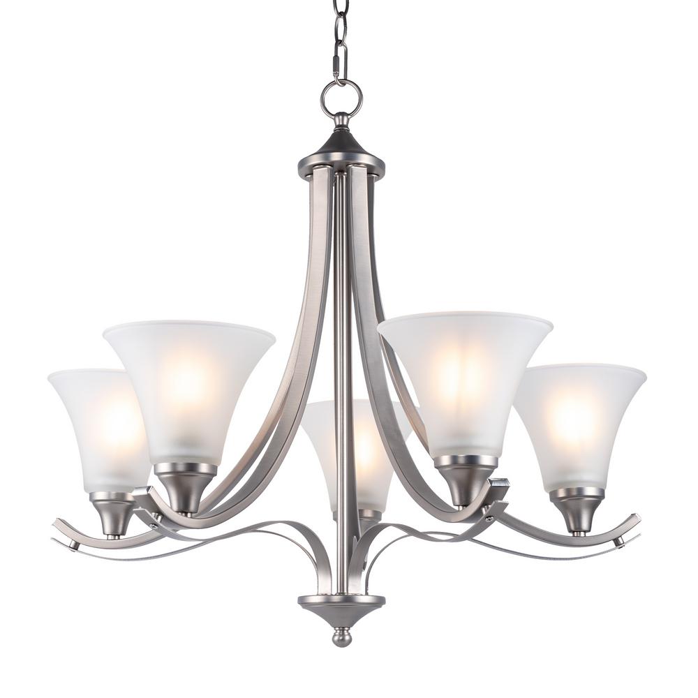 Sefinn Four Gothic 5Light Silver Classic Chandelier with White Glass