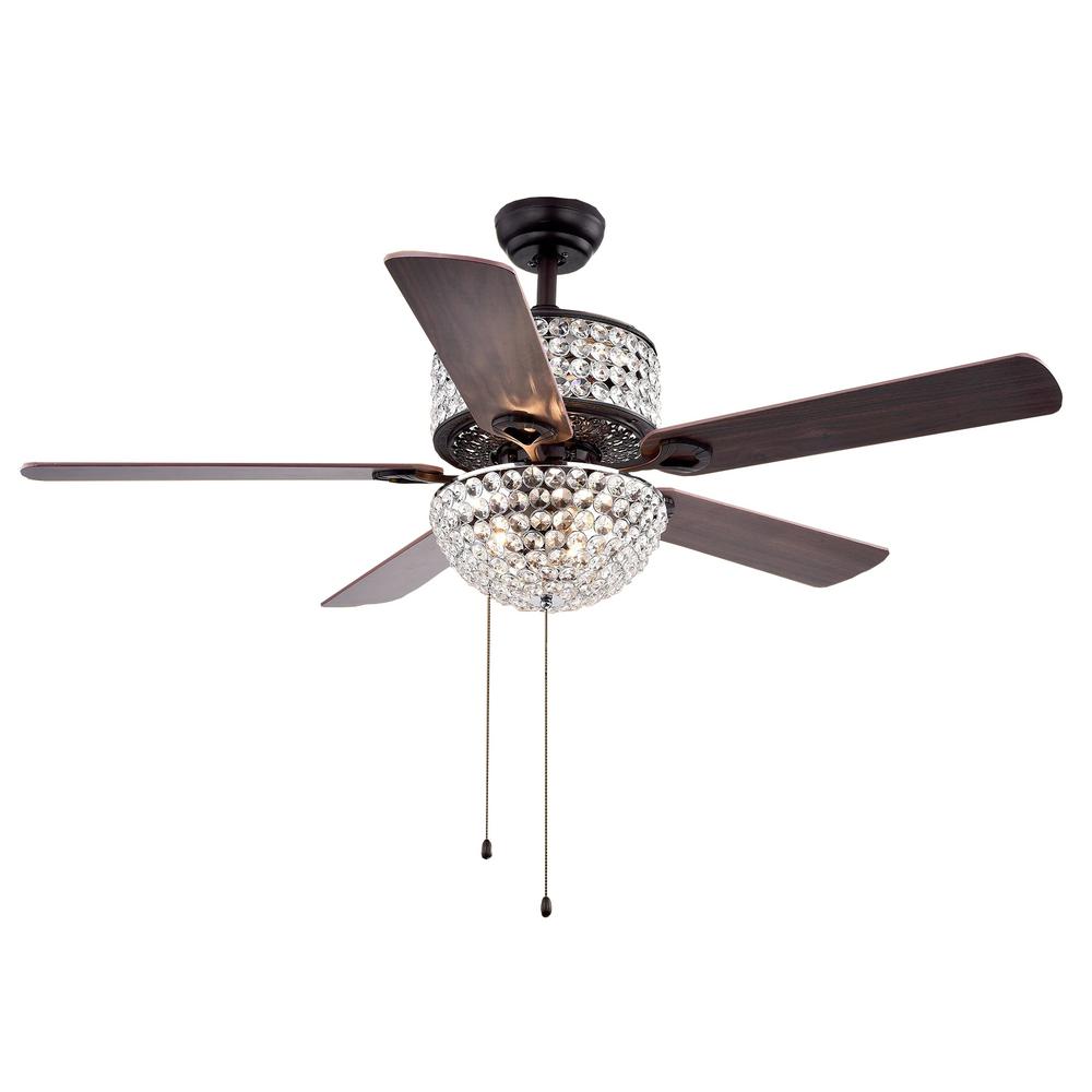 Warehouse of Tiffany Laure Crystal 52 inch Indoor Incandescent Brown Ceiling Fan... by Warehouse of Tiffany