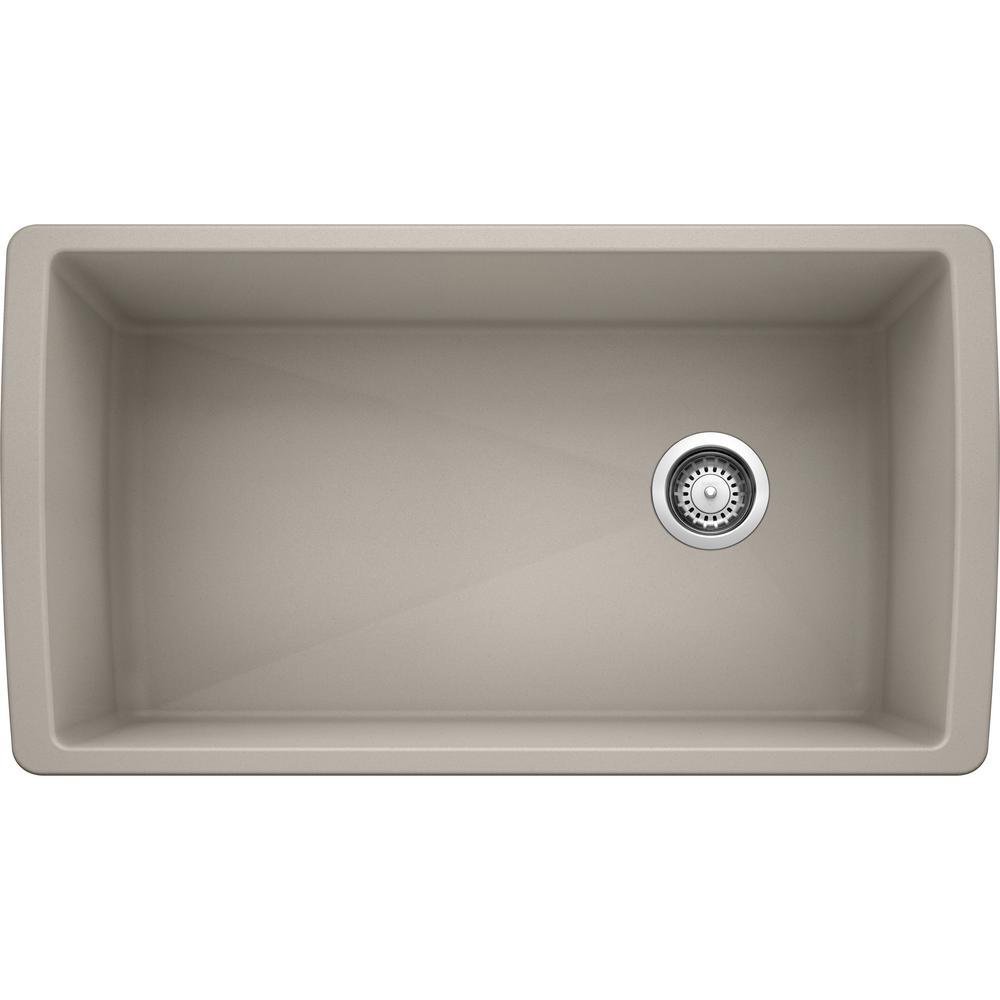 Blanco Diamond Silgranit Undermount Granite Composite 335 In Single Bowl Kitchen Sink In Concrete Gray 442752 The Home Depot