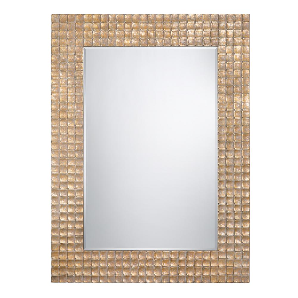 60 In X 44 Rectangular Iridescent Wood Frame Wall Mirror