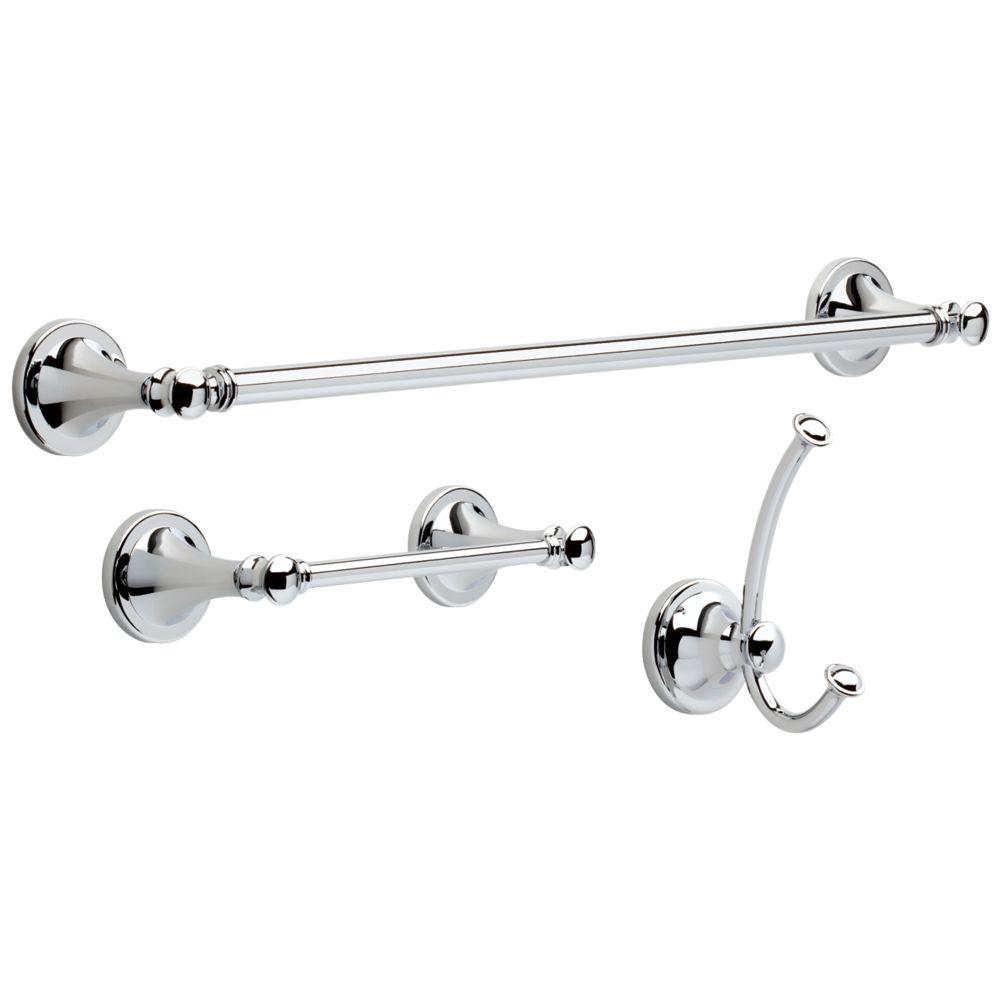 Delta Silverton 3 Piece Bath Hardware Set With Toilet Paper Holder Delta Silverton 3 Piece Bath Hardware Set With Toilet Paper Holder Towel Hook And 18 Bar In Chrome Slv67 Pc1 The Home Depot