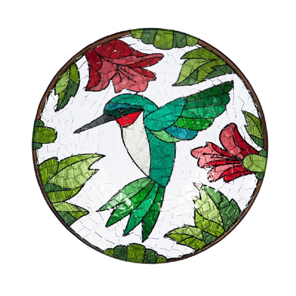 UPC 808412732072 product image for Evergreen Hummingbird 18 in. Crushed Glass Look Birdbath | upcitemdb.com